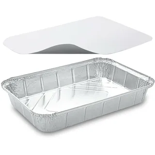 Alu-Servierschale Aluschale Grillschale eckig 2000ml inklusive Deckel, 10 Stk.