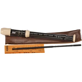 Aulos 700093 F-Sopranino Blockflöte Symphony Mod.507B Barocke, elfenbeinfarbig-braun, komplett mit Tasche, Fettdose und Grifftabelle