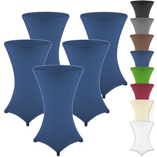 Gräfenstayn 5er-Set Stretch Stehtischhusse Diana mit Öko-Tex Siegel, Verstärkung im Fußbereich, in vielen Farben und Größen Ø60-65cm / Ø70-75cm / Ø80-85cm (Blau, Ø60-65cm)