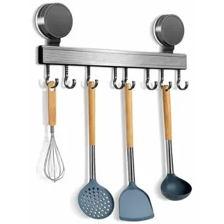 Ultiluxe Küchenorganizer zum Aufhängen - Küchenregal - Hängende Aufbewahrung für Küchengeräte - 2 Saugnäpfe - 8 Haken - Langlebiges Material - Größe