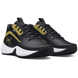 Under Armour Unisex UA Lockdown 7 Basketball Schuhe, Black/Black/Metallic Gold, 43 EU