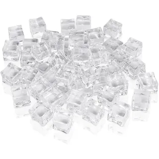 Belle Vous 50er Pack wiedervendbare Eiswürfel aus Kunststoff - 50er Set Dauereiswürfel Set - Plastik Eiswürfel wiederverwendbar - 20mm Acryl-Eiswürfel - Deko Eiswürfel Klar