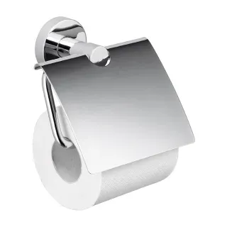AVENARIUS Serie 200 Toilettenpapierhalter, Toilettenpapierspender aus verchromtem Messing, Halterung mit Deckel