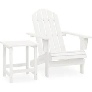 The Living Store Adirondack-Gartenstuhl mit Tisch Massivholz Tanne Weiß - Weiß