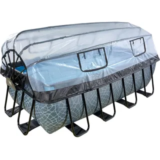 EXIT TOYS EXIT Stone Pool 400 x 200 x 122 cm inkl. Sandfilteranlage, Poolleiter, Reparaturset, Abdeckung