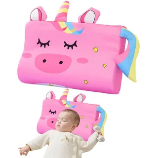 Gobesty Schlummerkids Kissen, 45 * 26 cm Calmly Kinderkissen, Atmungsaktives Kissen Kinder Ergonomisches, Kawaii Tiere Kissens Hautfreundlich Wasch Bar für Besseren und GesüNderen Schlaf (Einhorn)