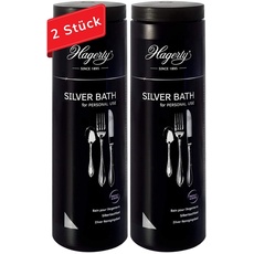Hagerty Set 2x Silver Bath Silbertauchbad mit Anlaufschutz je 580 ml I Effektives Silberputzmittel für Besteck aus Silber & versilbertem Metall I Silber-Reinigungsbad für erneuerten Glanz + Tauchkorb