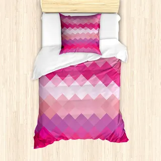 ABAKUHAUS Hot Pink Mantele, Klassische einfache Moderne, Milbensicher Allergiker geeignet mit Kissenbezügen, 135 cm x 200 cm - 80 x 80 cm, Rosa Pfirsich-Fuchsia - Rosa