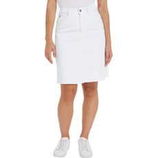 Tommy Hilfiger Damen DNM A-LINE Skirt HW WW0WW41341 Jeansröcke, Weiß (Th Optic White), 44