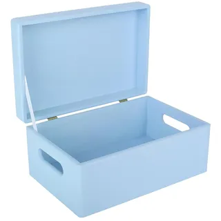Creative Deco Blau Holzkiste mit Deckel 30 x 20 x 14 cm Erinnerungsbox Baby | (+/- 1 cm) | Groß Kasten | Weihnachten Holzbox mit Deckel und Griffen | Für Dokumente Wertsachen Spielzeug Werkzeuge