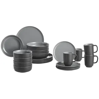 Ritzenhoff Breker Kombiservice , Schwarz , Keramik , 20-teilig , Uni , 285 ml,500 ml , Lfgb , Geschirr, Geschirrsets, Kombiservice