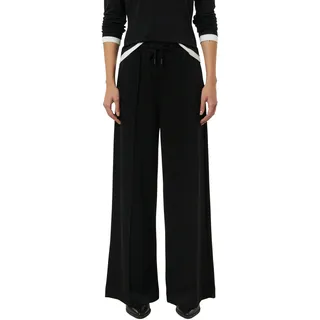 Stoffhose COMMA, Damen, Gr. 38, N-Gr, schwarz, Web, Obermaterial: 100% Baumwolle, unifarben, normal lang, Hosen Stoffhose, mit weitem Bein und Kordelzug