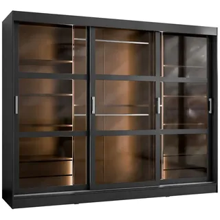 Mirjan24 Schwebetürenschrank Norlio 250 x 203 x 65 cm Schwarz