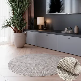 OTTO home Teppich "Vals" rund 7 mm Höhe Uni Farben, meliert, Sisal-Optik, auch in rechteckig erhältlich, hellgrau, beige, creme