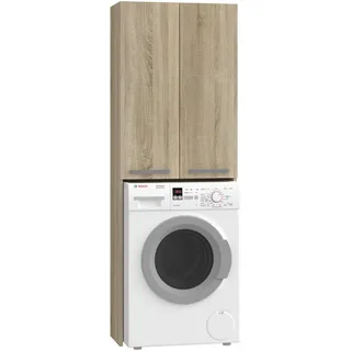 Waschmaschine Regal Bagnoli M: H: 180 cm, B: 64 cm, T: 30 cm, Badezimmer Möbel, Schrank für die Waschmaschine Hochschrank, Bad Möbel, Badschrank, Badezimmer Hochschrank, Sonoma Eiche - Hellbraun