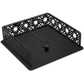 Halbur Serviettenhalter Schwarz für Den Tisch, Serviettenhalter aus Schwarzem Metall, Metallorganizer mit Robustem Arm aus Eisen und Vintage-Sonnenblumenrand für Küche, Bauernhaus, Bar, Restaurant
