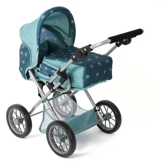 Bayer Chic 2000 Bayer Chic 2000® 3in1 Kombi Puppenwagen Leni - Sternchen türkis - faltbar, höhenverstellbarer Griff 43-67 cm, Tragetasche – Puppen bis 46 cm, ab 3 J.