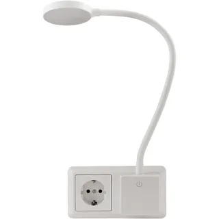 EINLICHT LED Steckdosenlampe Nachttischlampe | Halo | Leseleuchte Lampe Strahler 3,3W, 438lm, Beleuchtung touch 3 Stufen step dimmbar, warmweiß 3000K, weiß
