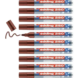 edding 250 Whiteboardmarker - braun - 10 Whiteboard Stifte - Rundspitze 1,5-3 mm - Boardmarker abwischbar - für Whiteboard, Flipchart, Magnettafel, Pinnwand, Memoboard - Sketchnotes