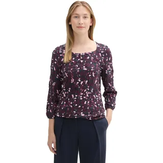 TOM TAILOR Damen 1043101 Crincle Blusen-Shirt mit Alloverprint, 35893-Berry Autumn Floral Design, Large