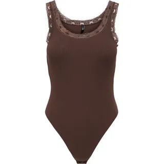 ONLY Body "ONLVINI S/L LACE BODYSUIT RS JRS" Baumwollmischung, Spitze, coffee bean