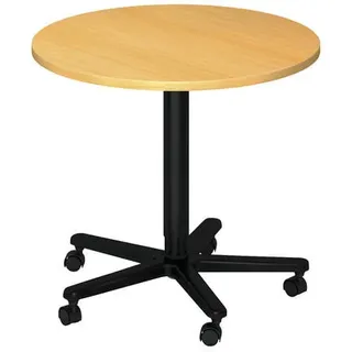 Venda Stehtisch , Schwarz, Buchefarben , Metall, Holzwerkstoff , 80x72-114x80 cm , Fsc, DIN EN ISO 14001 , höhenverstellbar , Büromöbel, Schreibtische, Stehtische