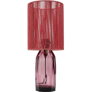 Kare Design Tischlampe Vecchio Pink, 42cm Höhe, Rot, Glas, Viskose, Stahl, Moderne Tischleuchte, Schlafzimmer, Büro, keine Leuchtmittel inklusive, 42x18x18 cm (HxBxT)