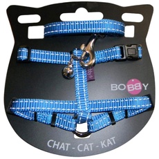 Bobby Safe – Katzengeschirr-Set mit Leine, Fluchtschutz, reflektierend, langlebig, blau, 25–38 x 10 cm