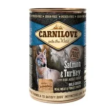 6 x 400 g Somon și curcan Wild Meat Adult Carnilove Hrană umedă câini