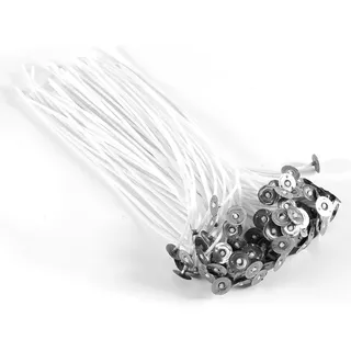 100 Stück Flachdocht Kerzendocht, Runddocht Teelichtdochte mit Fuß Gewachst Kerzendochte Kerzen Dochte Candle Wick für Kerzenherstellung Kerze DIY, Gießen 15 cm