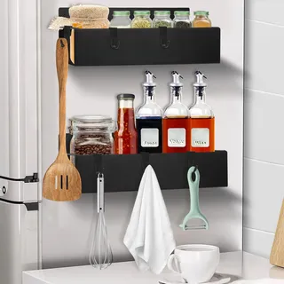 MXTIMWAN Gewürzregal Magnetcio für Kühlschrank, 2 Stück Gewürzhalter für die Küche, magnetisch, Organizer, magnetisches Regal für Kühlschrank, Gewürzregal, platzsparend, Küchenregal, Magnet mit 6
