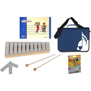 Sonor Früherziehungsset mit Tina und Tobi-Heft, GP Glockenspiel, blauer Notentasche und Stifte