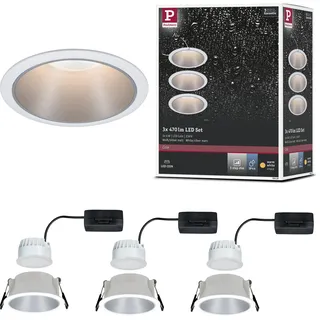 Paulmann Cole Coin Einbauleuchte 3er Set 3 x 6 W rund Silber, Weiß