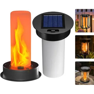 Flamme Solarlampen Ersatzteile, 2 Stück Ersatz Solarlampen für Außen Garten, IP65 Wasserdichte Solarleuchten Ersatzteile mit Flackernd Flamme, Ersatz Solarmodul für Solarfackeln (8,5cm * 2)