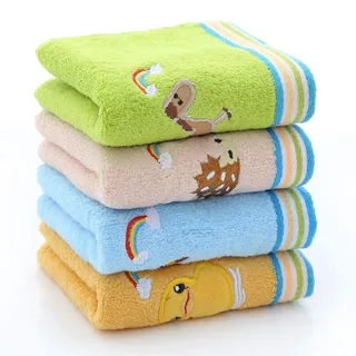 GANILITY Handtuch, 4 Stück 25 x 50cm Reine Baumwolle Bestickte Handtuch, Handtuchset Bunte Tiere Handtüche, Waschlappen Gesichtstücher