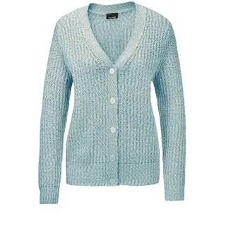 GOLDNER Kurzgröße Langarm Strickjacke mit V-Ausschnitt Grün 54