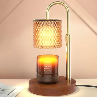 RAINBEAN Kerzenwärmer Lampe, Duftlampe mit Timer Dimmer für Jar Duftkerzen Elektrischer Kerzenwärmer Höhenverstellbar Candle Warmer Lamp Vintage Heimdekoration