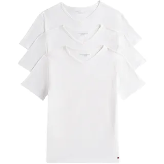 Tommy Hilfiger Herren 3er Pack T-Shirts Kurzarm Stretch V-Ausschnitt, Weiß (White/White/White), L