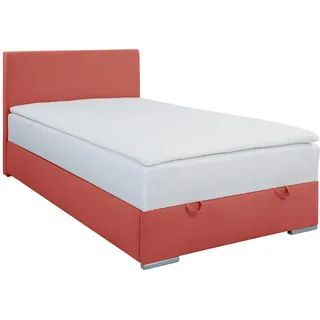 Carryhome Boxbett , Rot , Textil , H3 , Höhe ca. 22 cm , 140x200 cm , Topper durchgehend, in verschiedenen Größen erhältlich, Matratze durchgehend , Schlafzimmer, Betten, Boxspringbetten