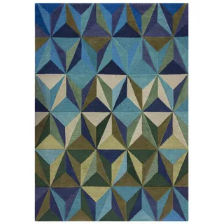 Flair Rugs Handwebteppich , Blau , Textil , Abstraktes , rechteckig , 120x170 cm , Reach, AZO-frei, Handmade in India , für Fußbodenheizung geeignet , Teppiche und Böden, Teppiche, Moderne Teppiche