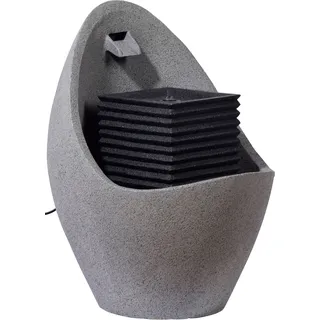 dobar® Design Gartenbrunnen Minerva Groß | Terrassenbrunnen mit LED-Beleuchtung | Wasserfall aus Polyresin | Springbrunnen Outdoor | Dekorativer Zierbrunnen | 49,5 x 49,5 x 66,5 cm