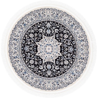 carpetfine Teppich »Nain Diane«, rund, 8 mm Höhe, Kurzflorteppich, Orient Look, blau