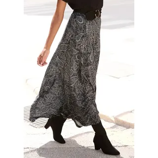 LASCANA Maxirock Damen Paisley Grau/Schwarz 38