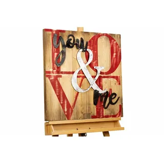 Kunstloft Holzbild Rot 60/60 cm , Braun, Rot , Metall, Holz , 1.68x60 cm , Bilder & Rahmen, Bilder, Sonstige Wandbilder
