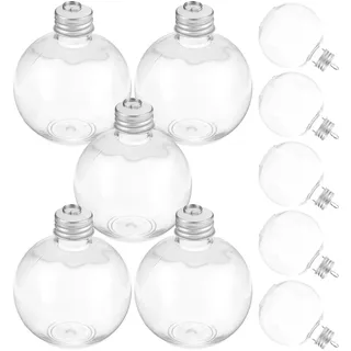 Cabilock 10 Stück Weihnachtskugel Flaschen zum Befüllen, 250 ml Kunststoffflaschen mit Deckel, transparente Weihnachtsflaschen für Süßigkeiten, Saft, Party, Advent, Nikolaus und Weihnachtsdeko