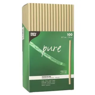 Papstar 100 Trinkhalme Schilf Pure Ø 7 mm · 20 cm