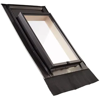 Original Roto Ausstieg Dachausstiegsfenster WDL R2 H für Kaltdach Wohndachluke in Holz Natur inklusive Eindeckrahmen Flügelanschlagseite Oben Außenabdeckung in Aluminium Anthrazit Größe 45 x 55 cm