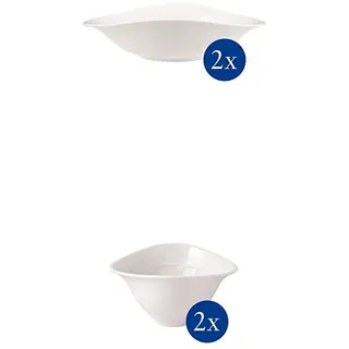 Villeroy & Boch - Vapiano Pastaschalen-Set, 2 tlg., 800 ml, 27 x 21 cm, Premium Porzellan, spülmaschinen-, mikrowellengeeignet, weiß + Vapiano Suppenschalen-Set, 2 Stück, Premium Porzellan, weiß