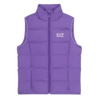 EA7 für Mädchen. 8NFQ08_FNF8Z Lila Glänzende Weste (10Años= 142cm), Lässig, Flieder, Polyester, Kinderbekleidung