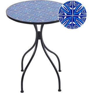 Beliani Gartentisch Ø 60 x 75 cm Schwarz/Blau
